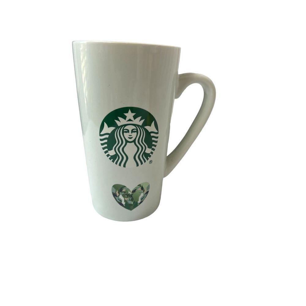 Starbucks White Mug with Green Logo and Heart Accent